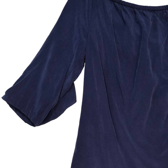 L'Agence Sz XS Monroe Off Shoulder Silk Blouse Blue Ruffle Pullover 4677CD1 Top - Picture 5 of 14